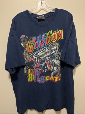 Vintage 2002 NASCAR Jeff Gordon In The Hot Seat Shirt Chase Authentics Blue